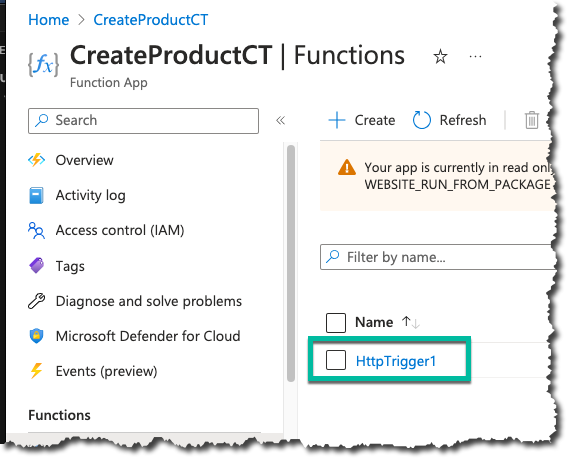 Select http trigger function