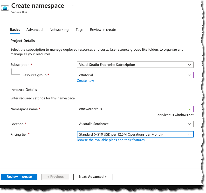 Azure Service Bus Namespace