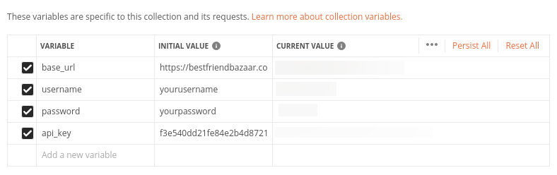 Postman Variable Configuration